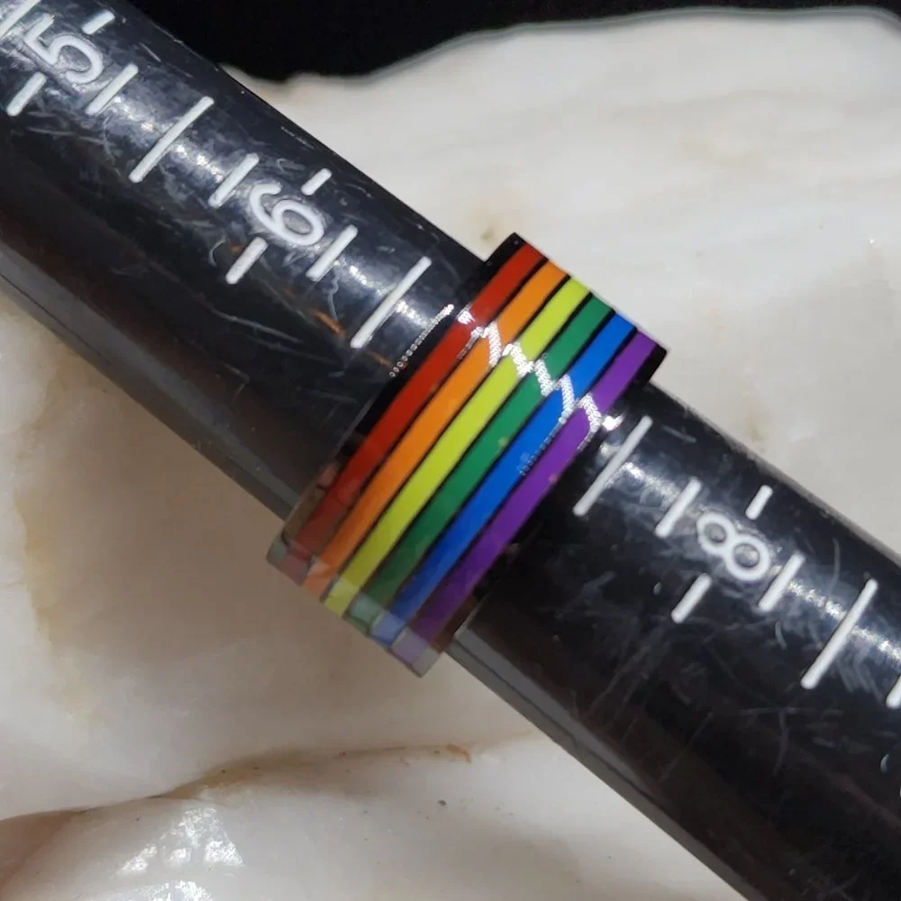 Black Rhodium Rainbow Hand Enameled Designer Ring Unisex Jewelry